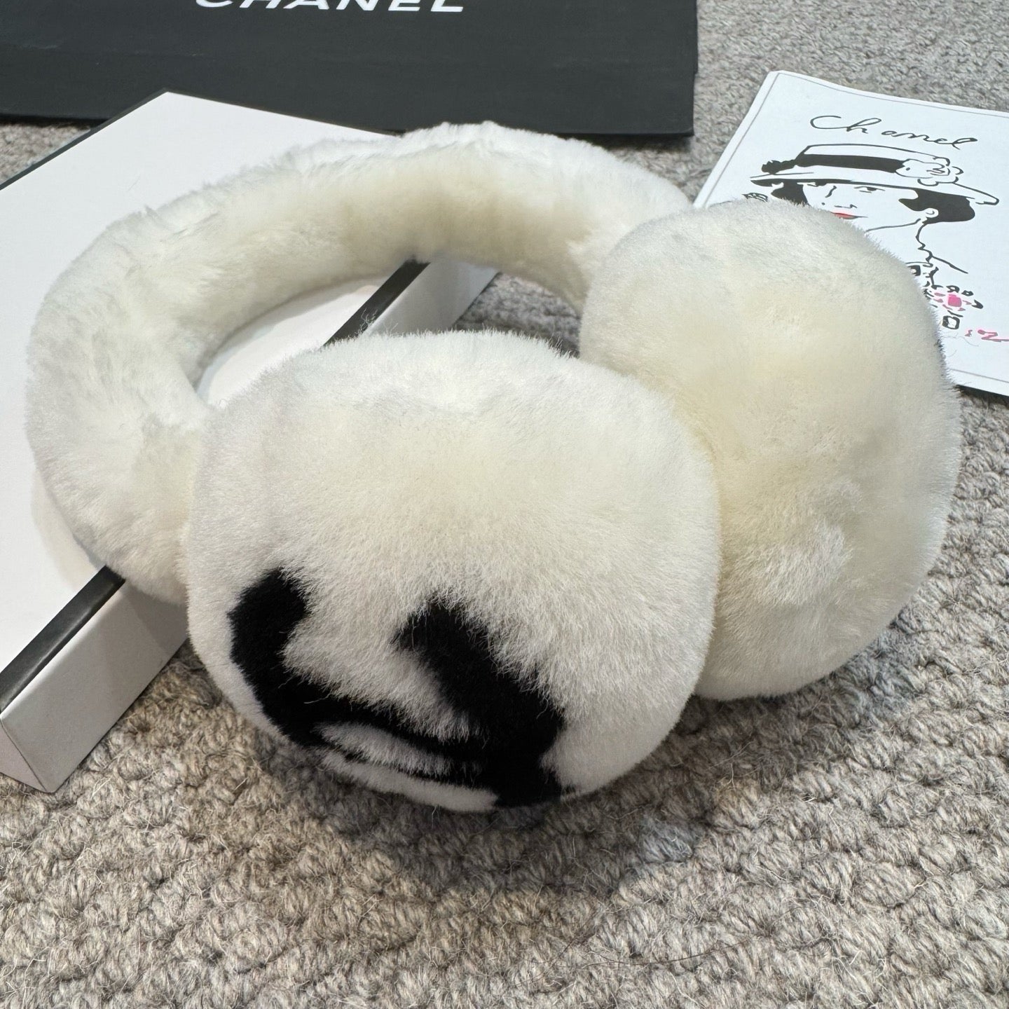 Chanel Shearling CC White Earmuffs