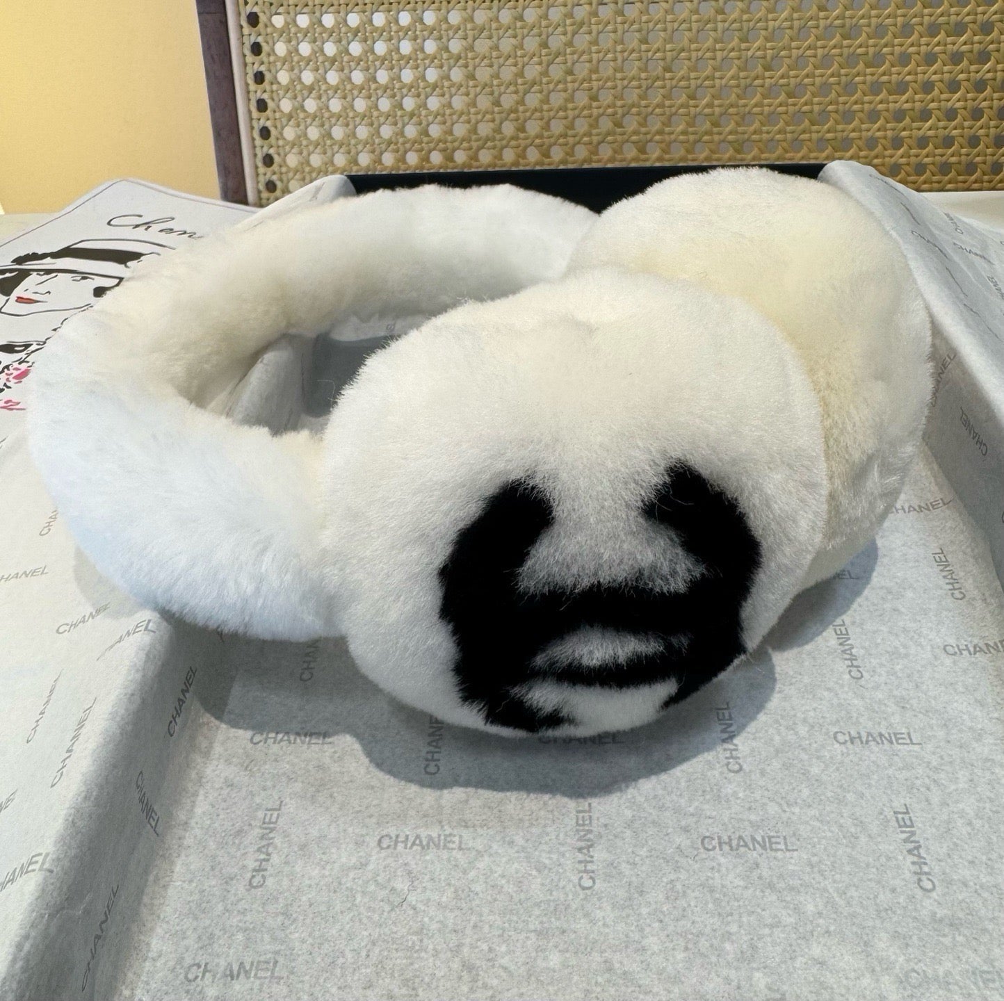Chanel Shearling CC White Earmuffs