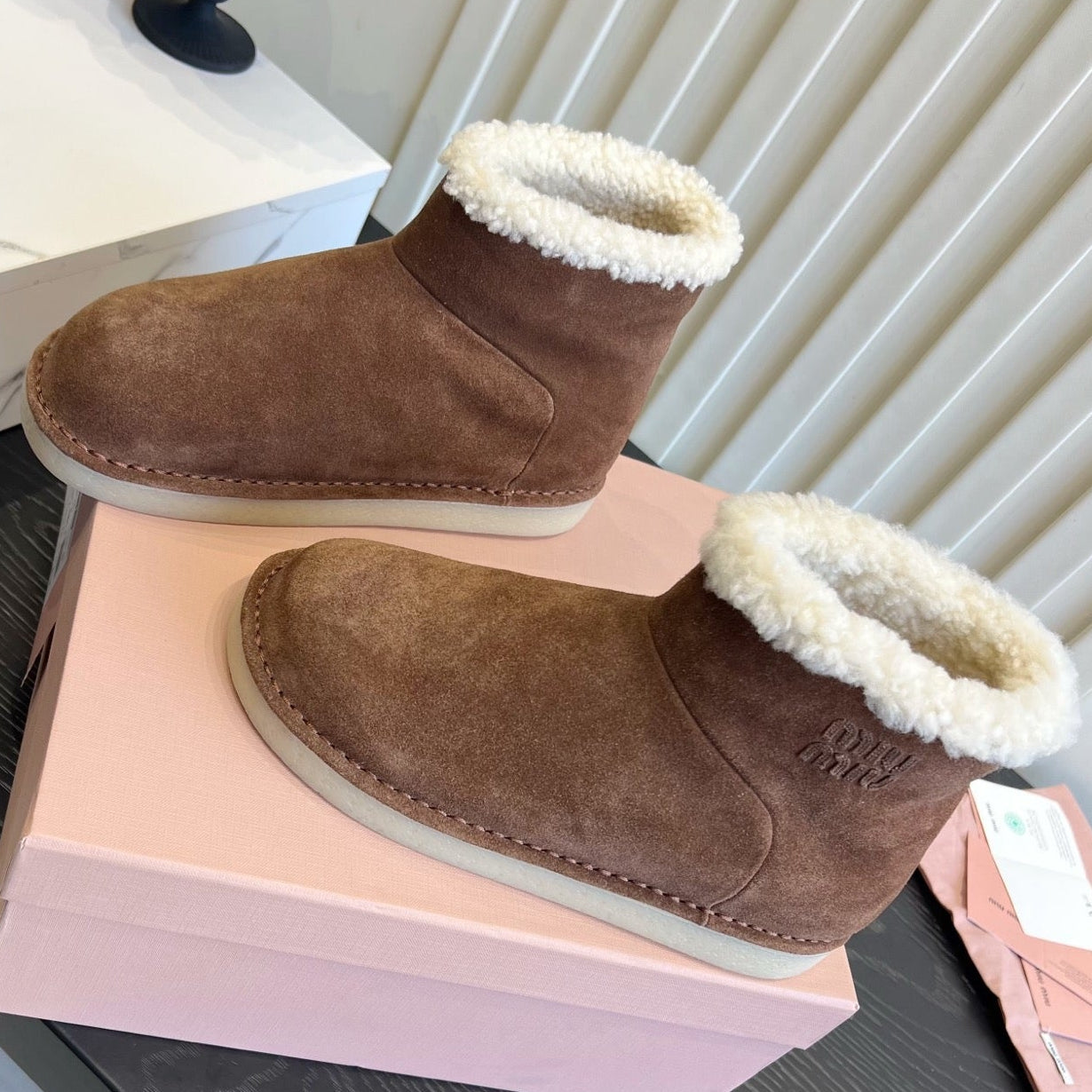 Miu Miu 2026 Snow Ankle Boots Suede 977010
