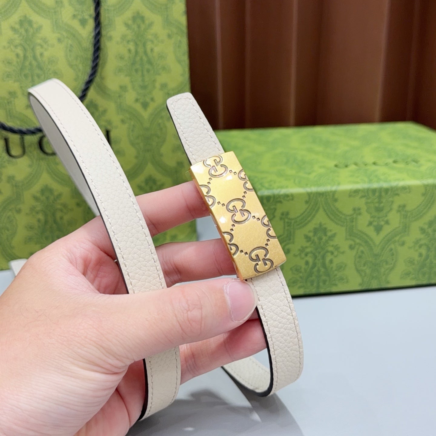 Gucci 2026 Squared Buckle Belt 15mm Leather 215284