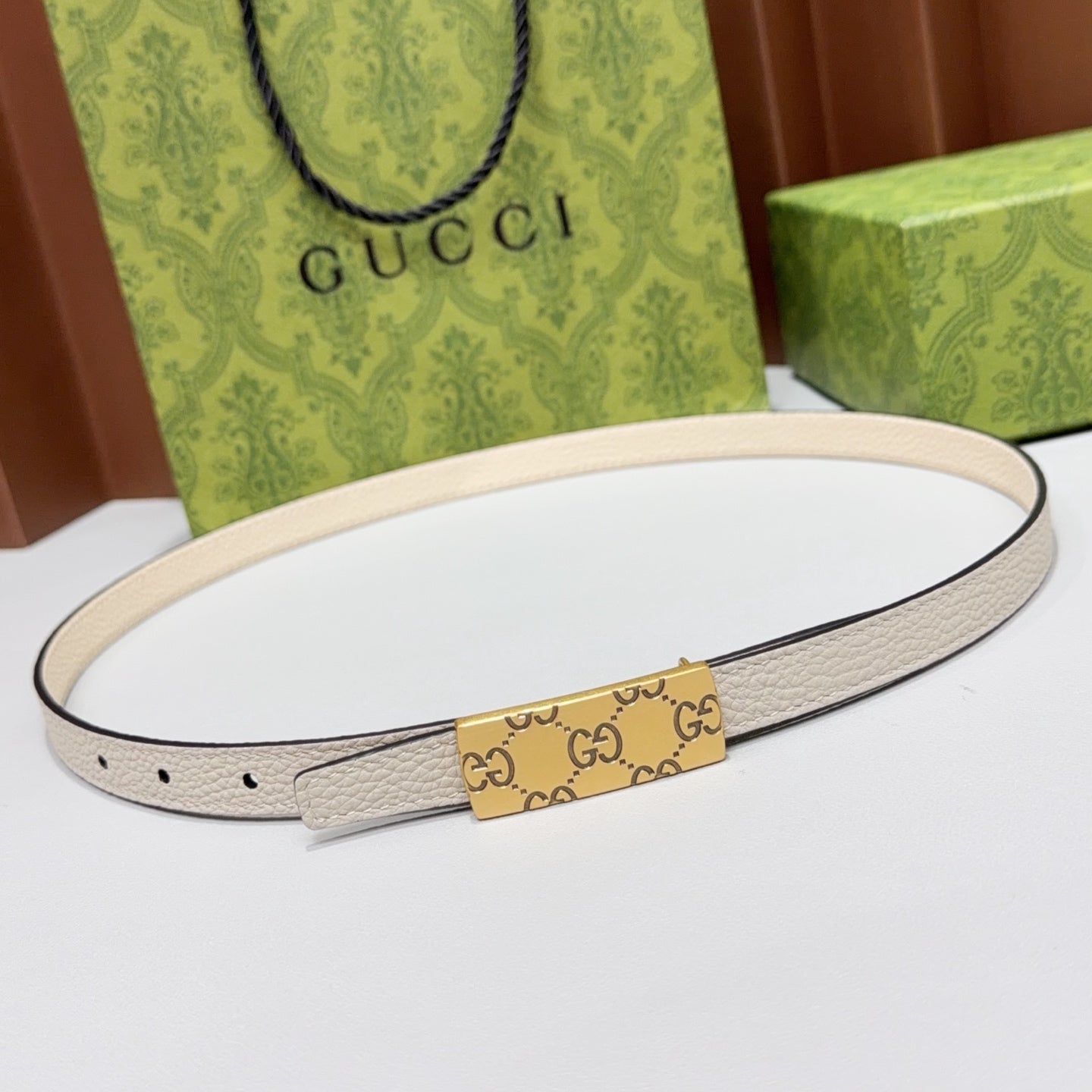 Gucci 2026 Squared Buckle Belt 15mm Leather 215284