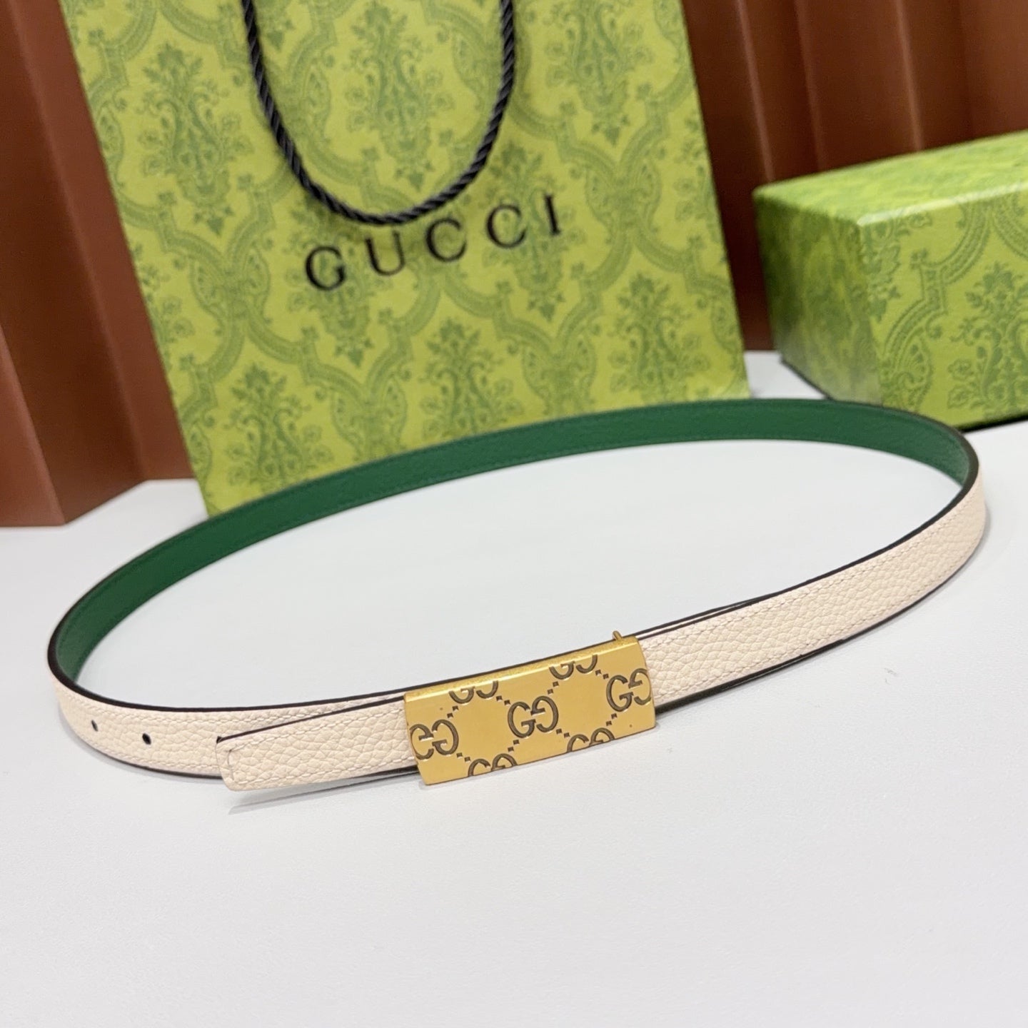 Gucci 2026 Squared Buckle Belt 15mm Leather 215284