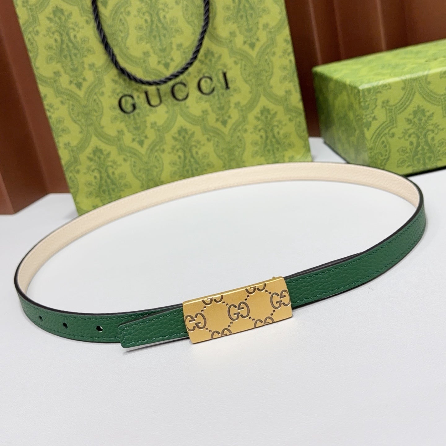 Gucci 2026 Squared Buckle Belt 15mm Leather 215284