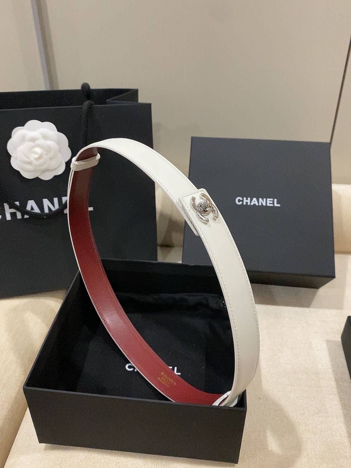 Chanel 2026 Double C Belt 25mm Suede Leather 215395