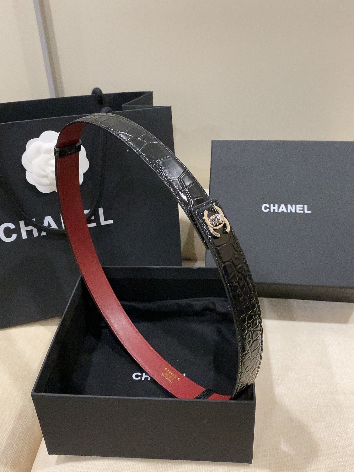 Chanel 2026 Double C Belt 25mm Suede Leather 215395