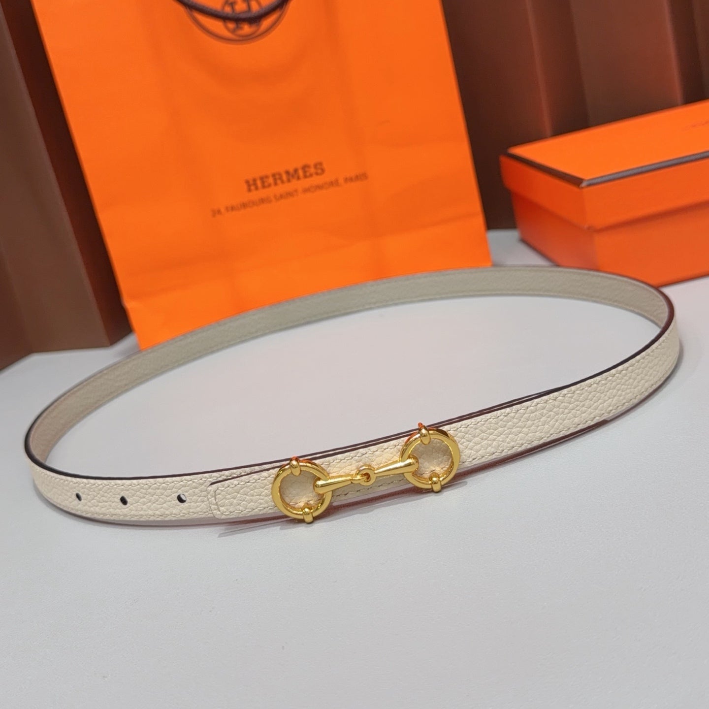 Hermes 2026 Gold Hardware Kelly Belt 15mm Cowhide 215728