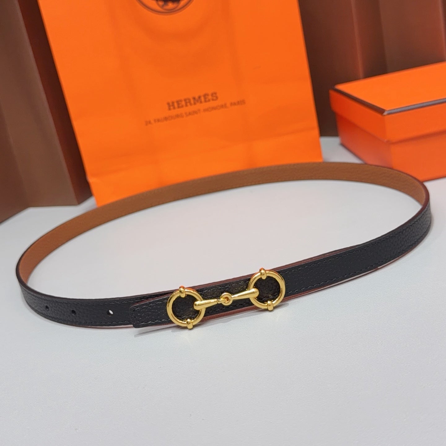 Hermes 2026 Gold Hardware Kelly Belt 15mm Cowhide 215728