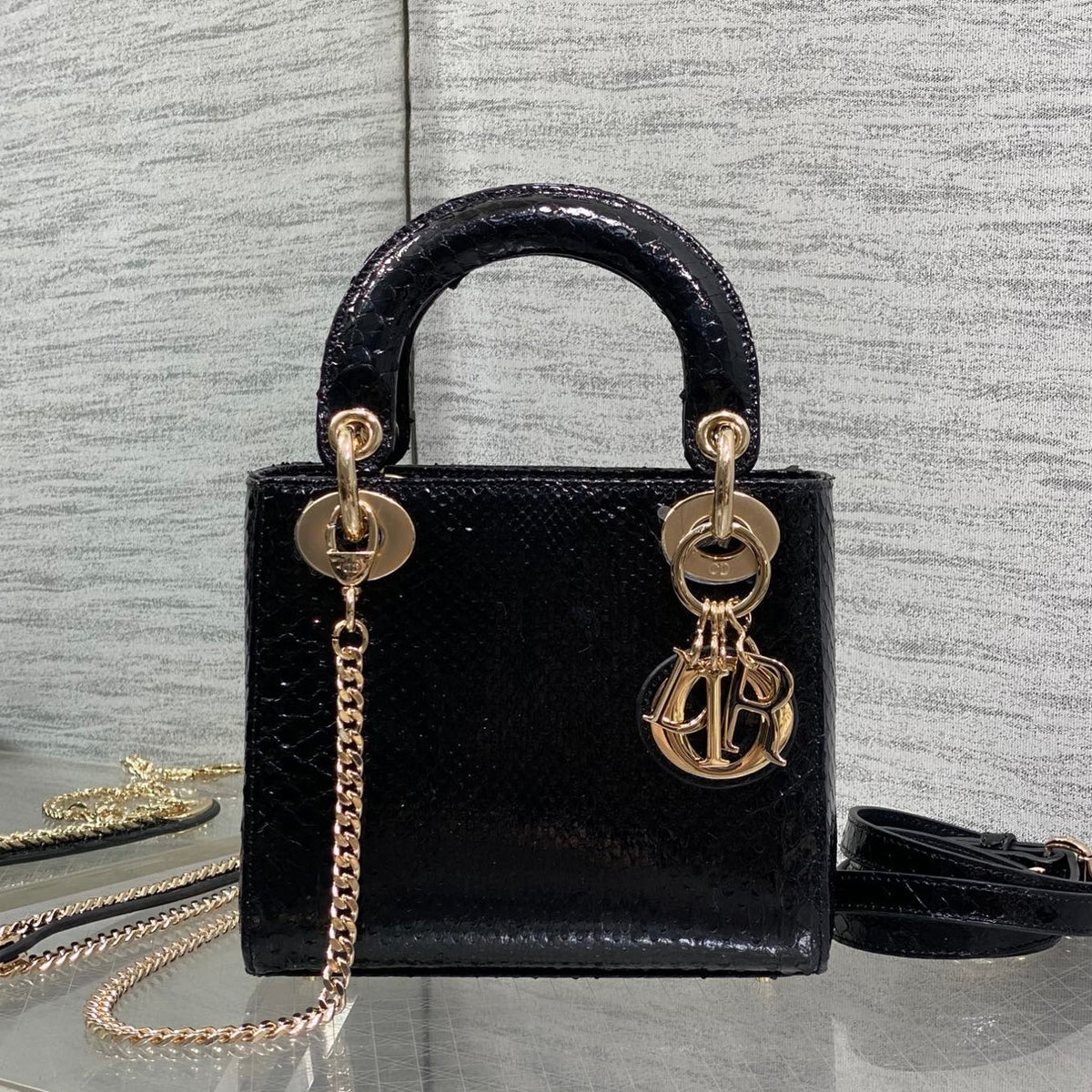 Dior 2026 Snakeskin Print Lady Dior Bag 17cm Leather 408666