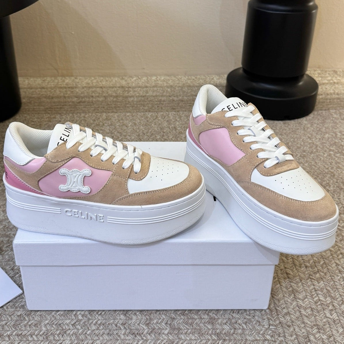 Celine 2026 Platform Sneakers 70mm Cowhide Suede 104873