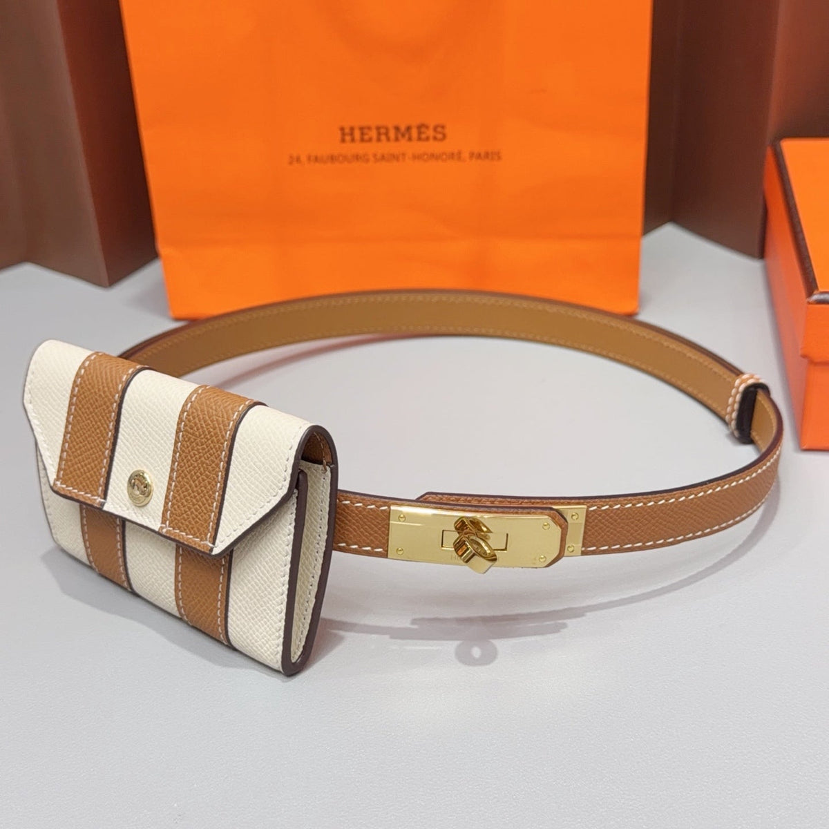 Hermes 2026 Kelly Pocket Bayadere Belt 18mm Leather 216166