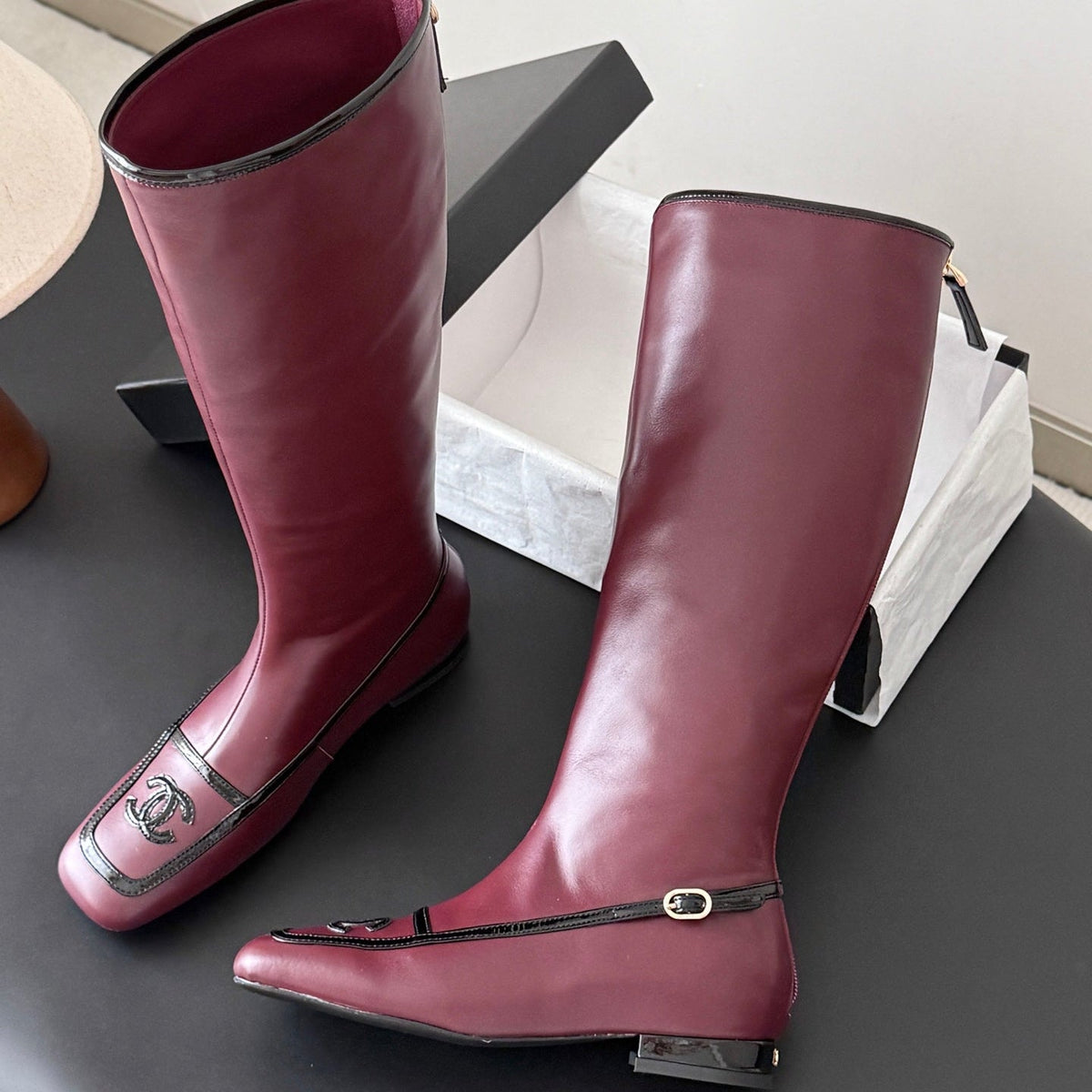 Chanel 2026 Square Toe Knee-High Boots Leather 127916