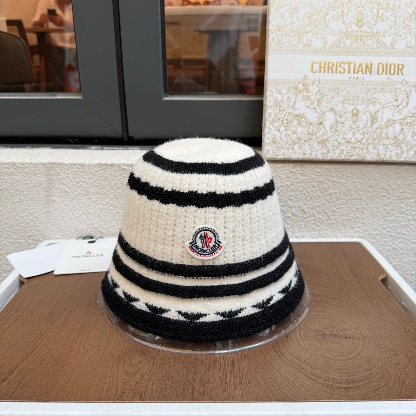 Moncler Striped Knit Bucket Hat 437004