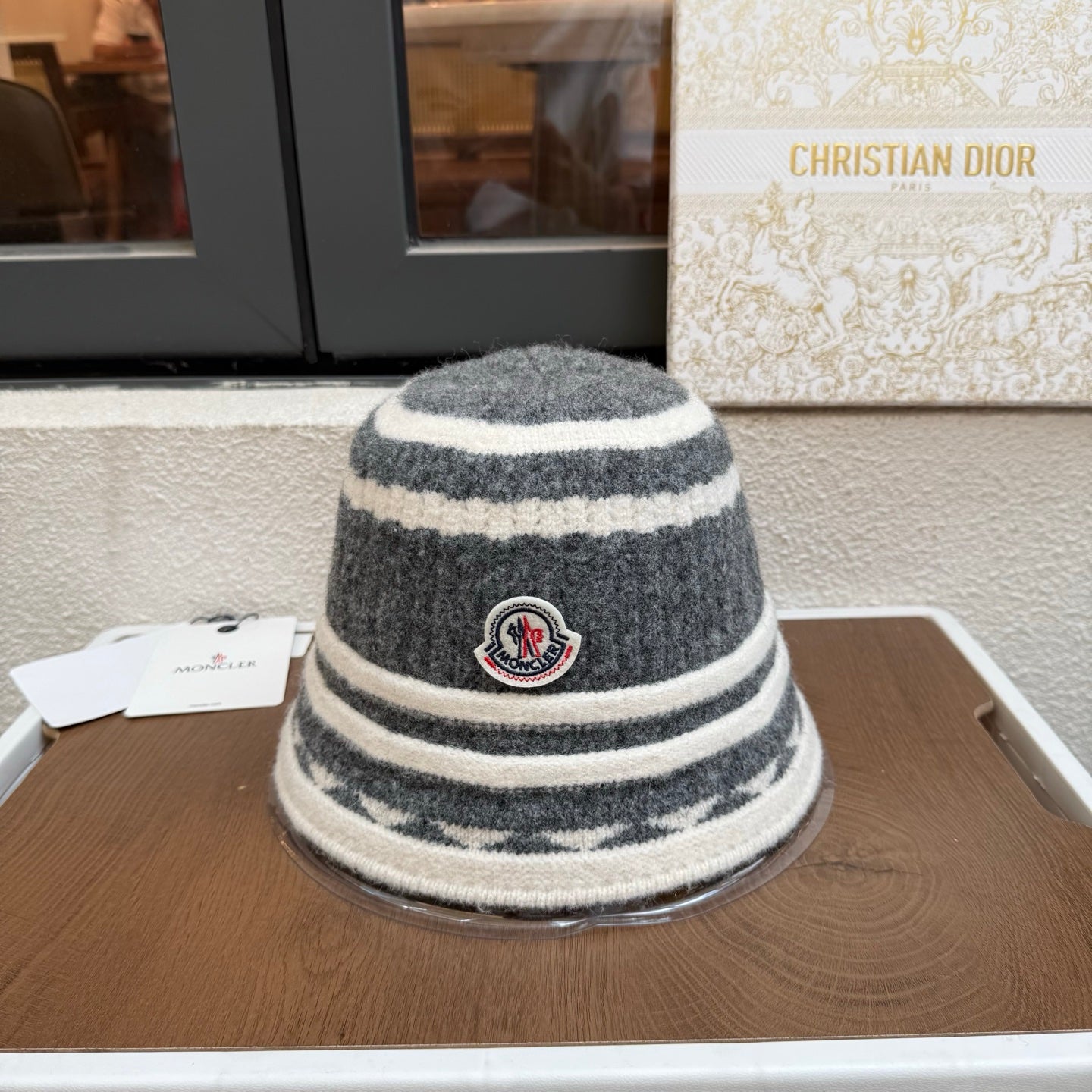 Moncler Striped Knit Bucket Hat 437004