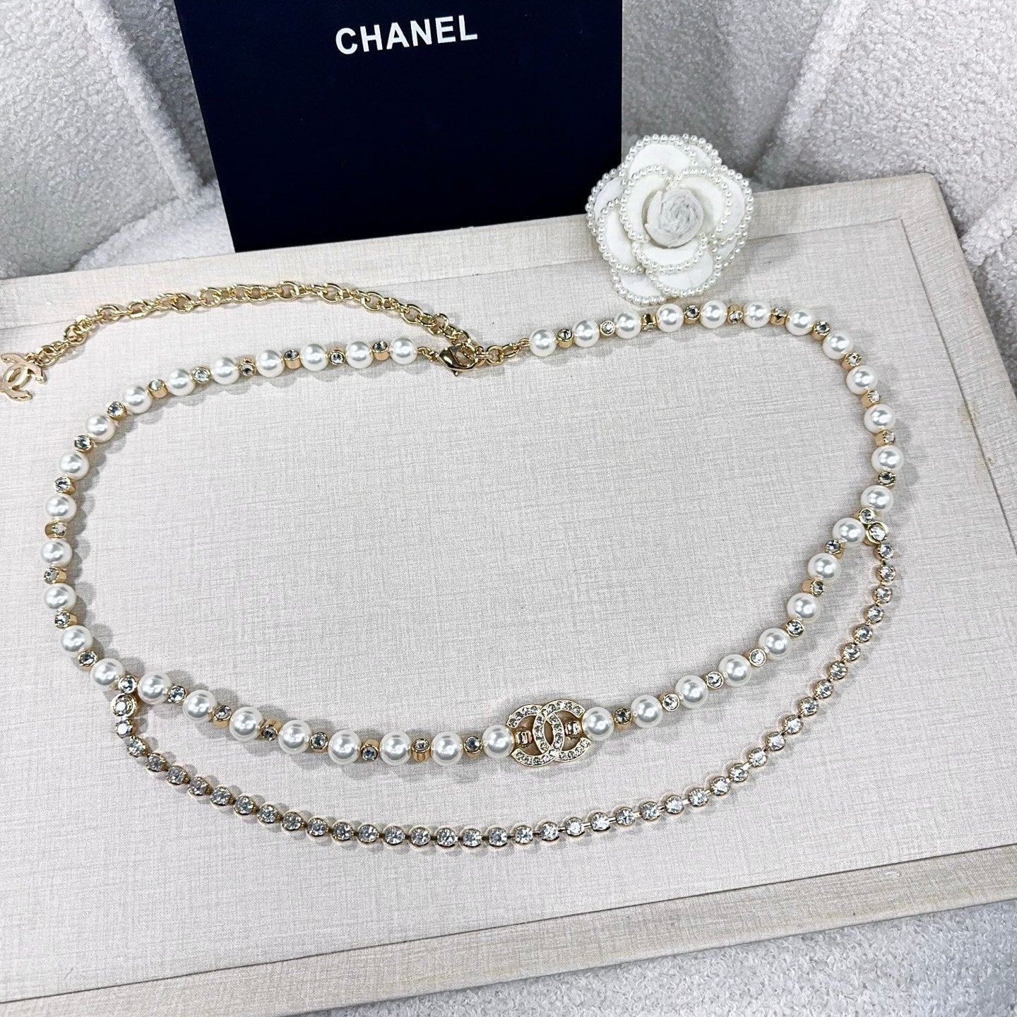 Chanel 2026 Pearl Rhinestone Chain Belt