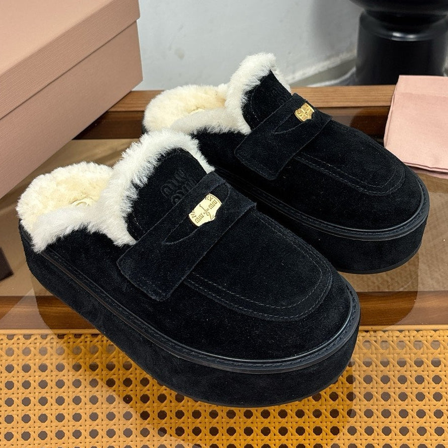 Miu Miu 2026 Platform Penny Mule Suede 991047