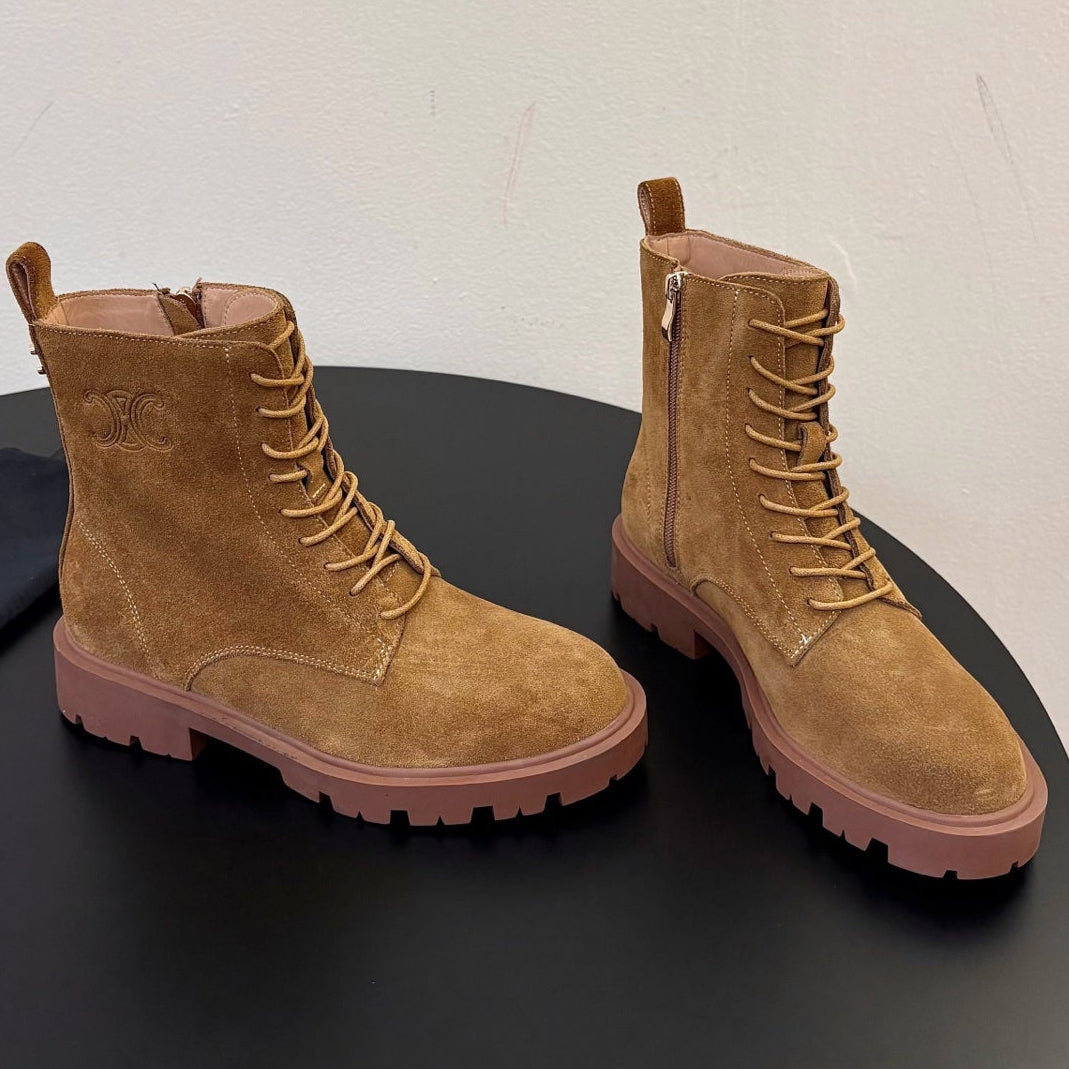 Celine 2026 Arc De Triomphe Platform Boots Suede Leather 104888