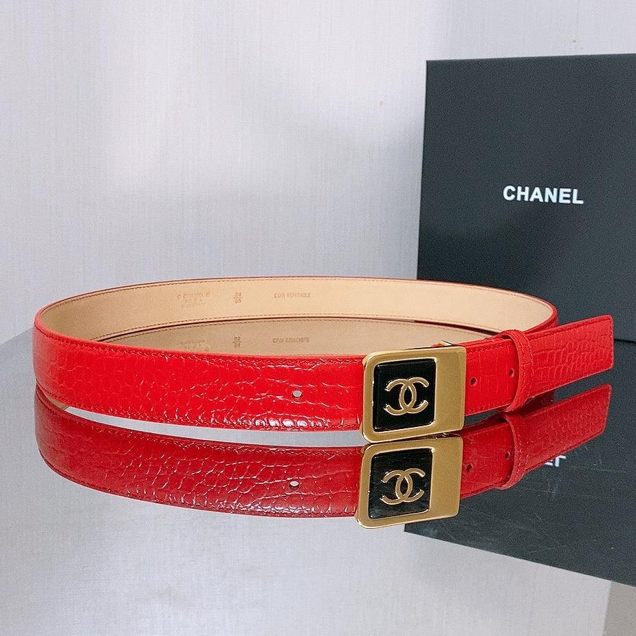 Chanel 2026 Crocodile-Embossed Belt 30mm Calfskin