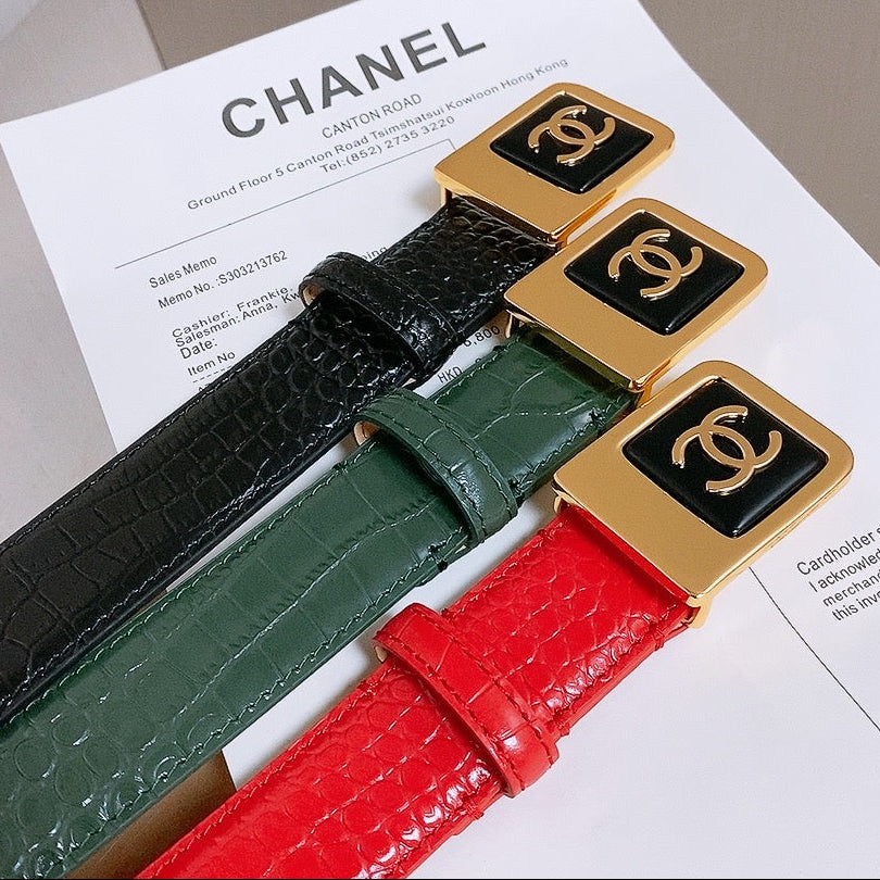 Chanel 2026 Crocodile-Embossed Belt 30mm Calfskin