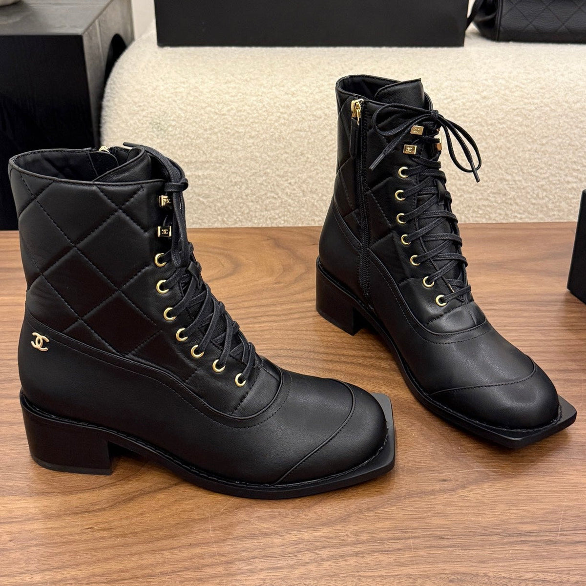 Chanel 2026 Square Toe Ankle Boots Leather 122444
