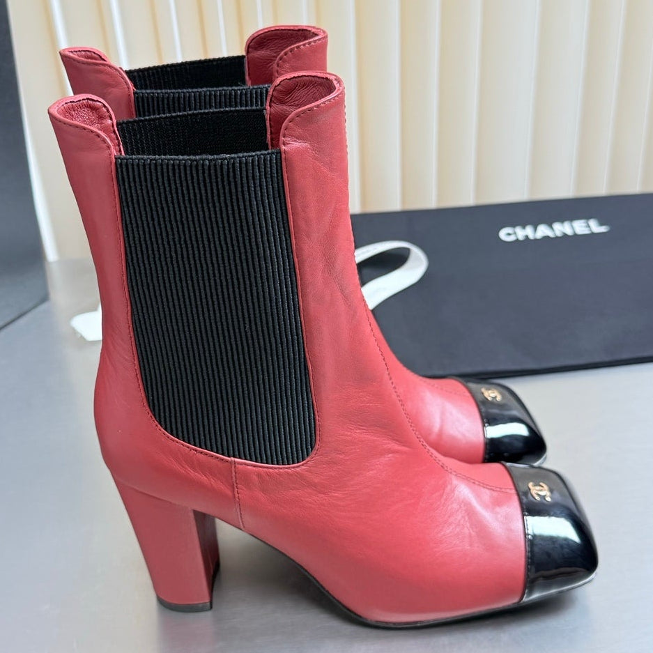 Chanel 2026 Double C Logo Ankle Boots Suede Leather 123400