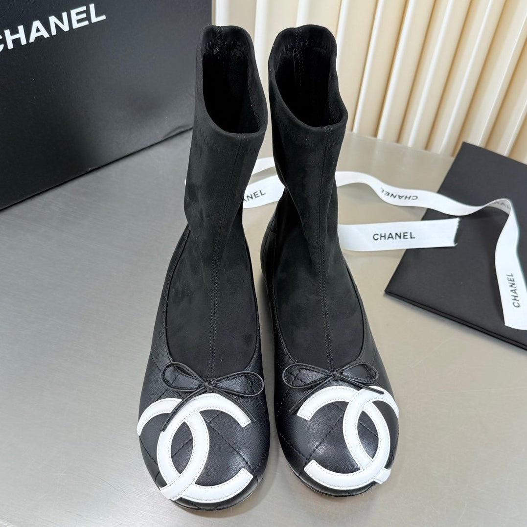 Chanel 2026 Double C Toe Ankle Boots Suede Leather 123420