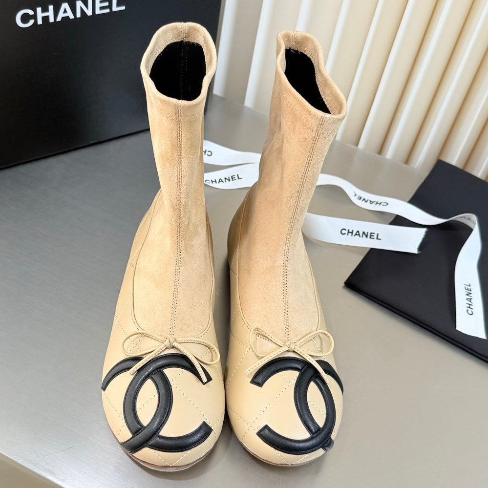Chanel 2026 Double C Toe Ankle Boots Suede Leather 123420