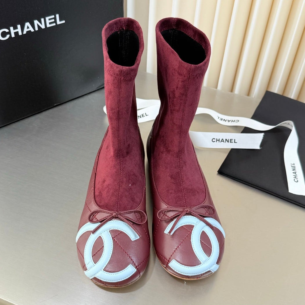 Chanel 2026 Double C Toe Ankle Boots Suede Leather 123420