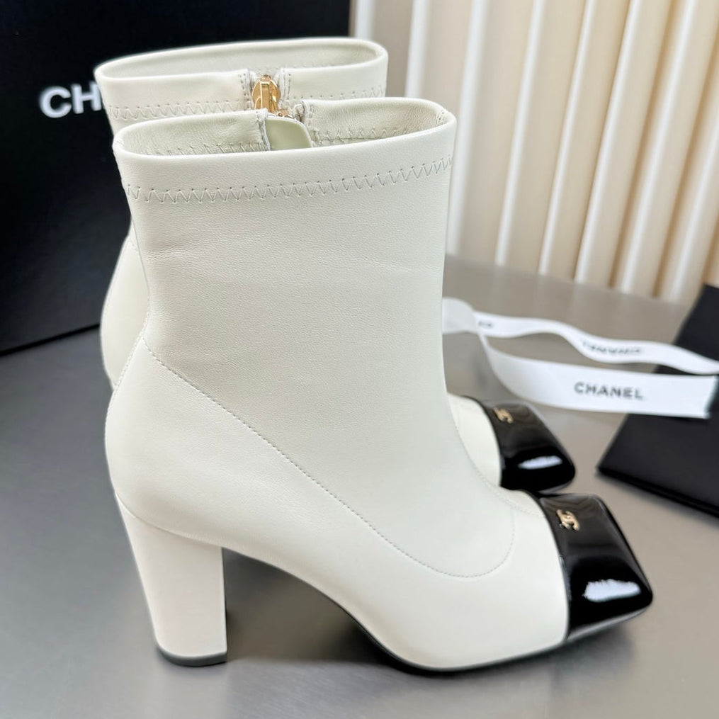Chanel 2026 Square Toe Ankle Boots 75mm Leather 123426