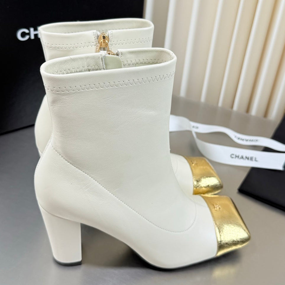 Chanel 2026 Square Toe Ankle Boots 75mm Leather 123426