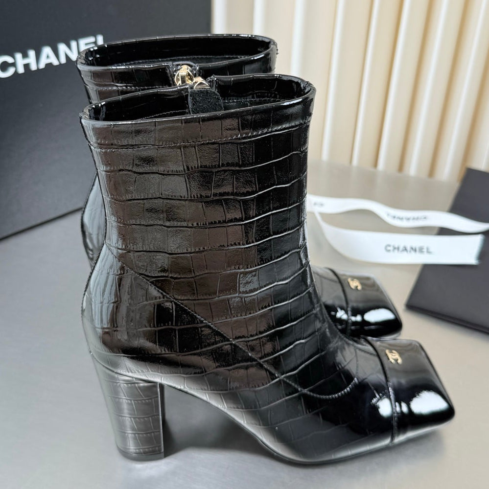 Chanel 2026 Square Toe Ankle Boots 75mm Leather 123426