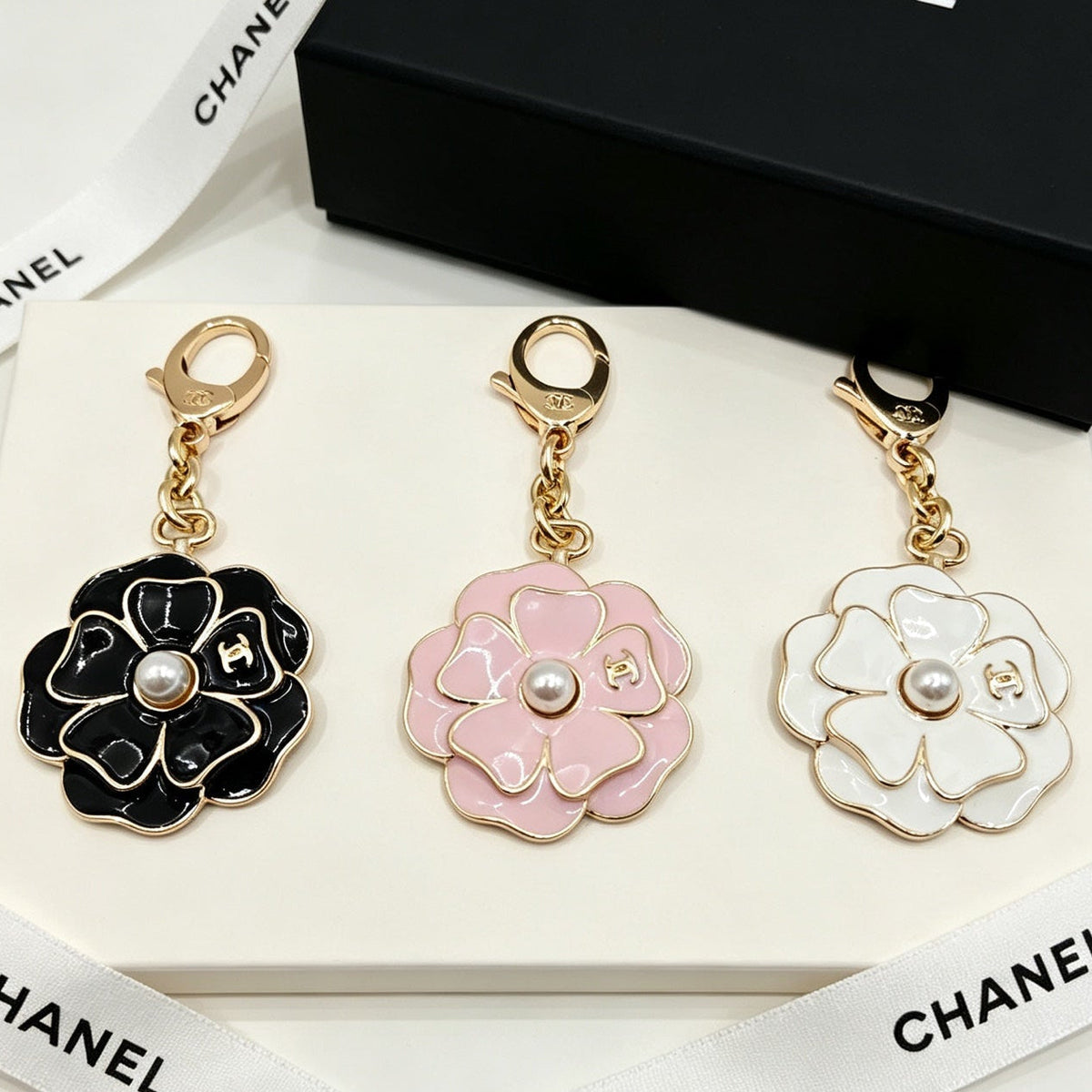 Chanel Camellia Charm With Pearl Accent