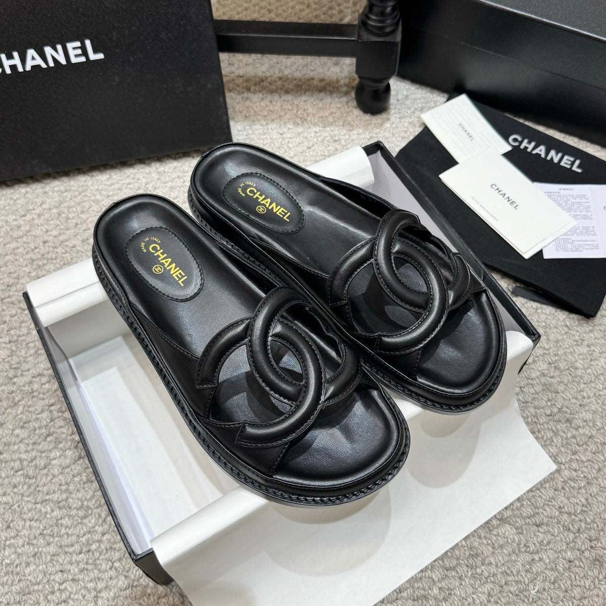 Chanel 2026 Flat Sandals Suede Leather