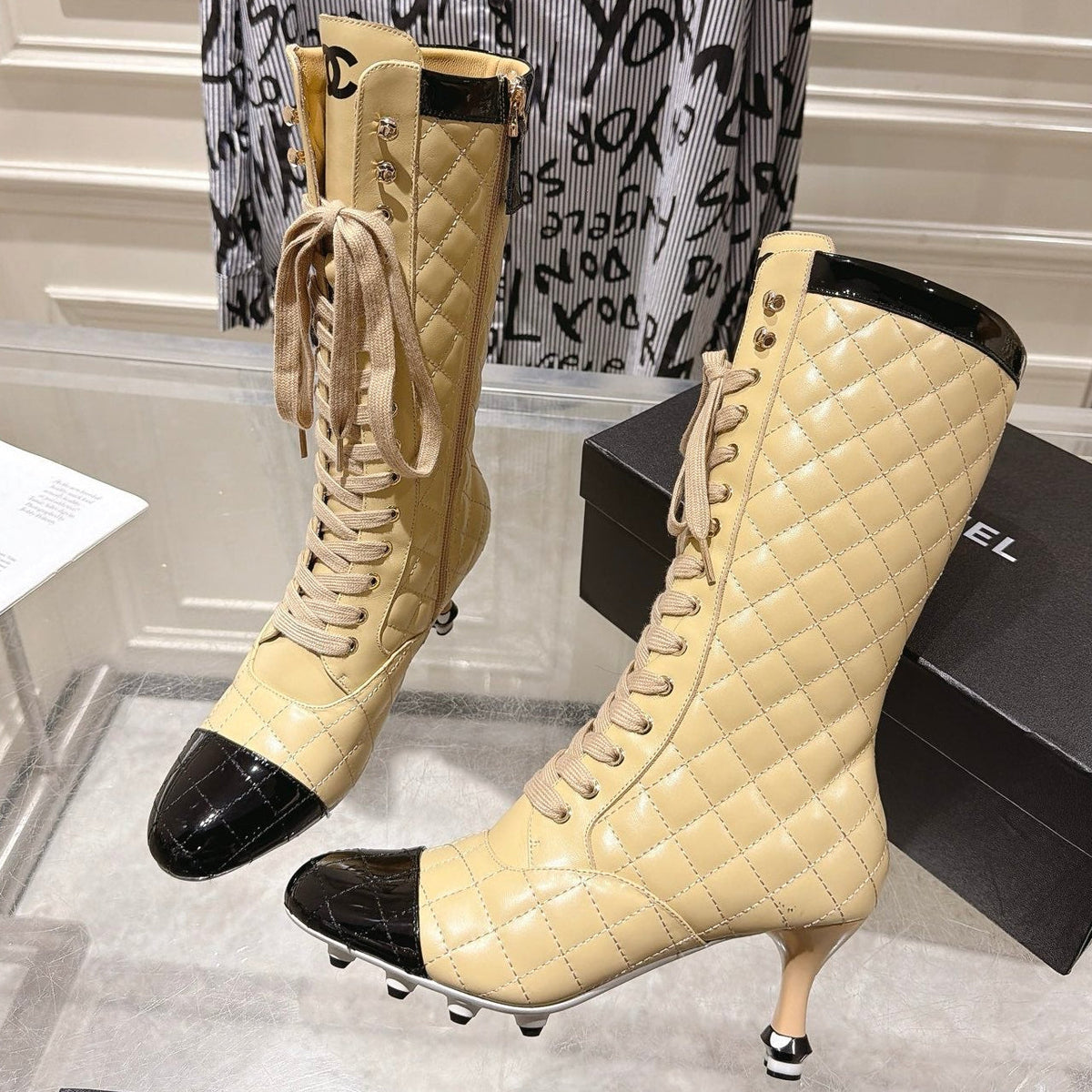 Chanel 2026 Quilted Knee-High Boots 70mm Leather 124280