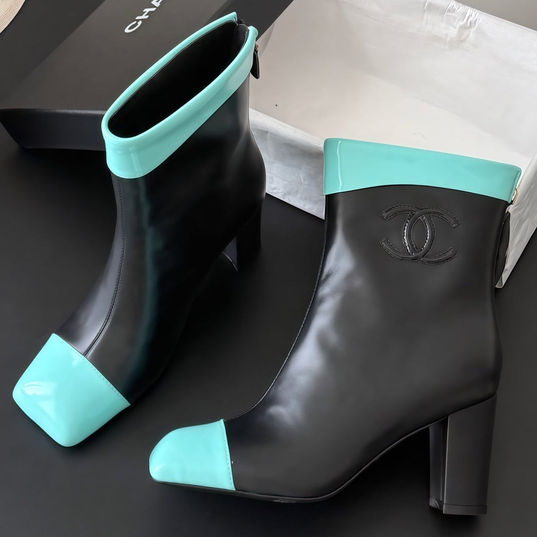 Chanel 2026 Square Toe Ankle Boots 75mm Leather 127856