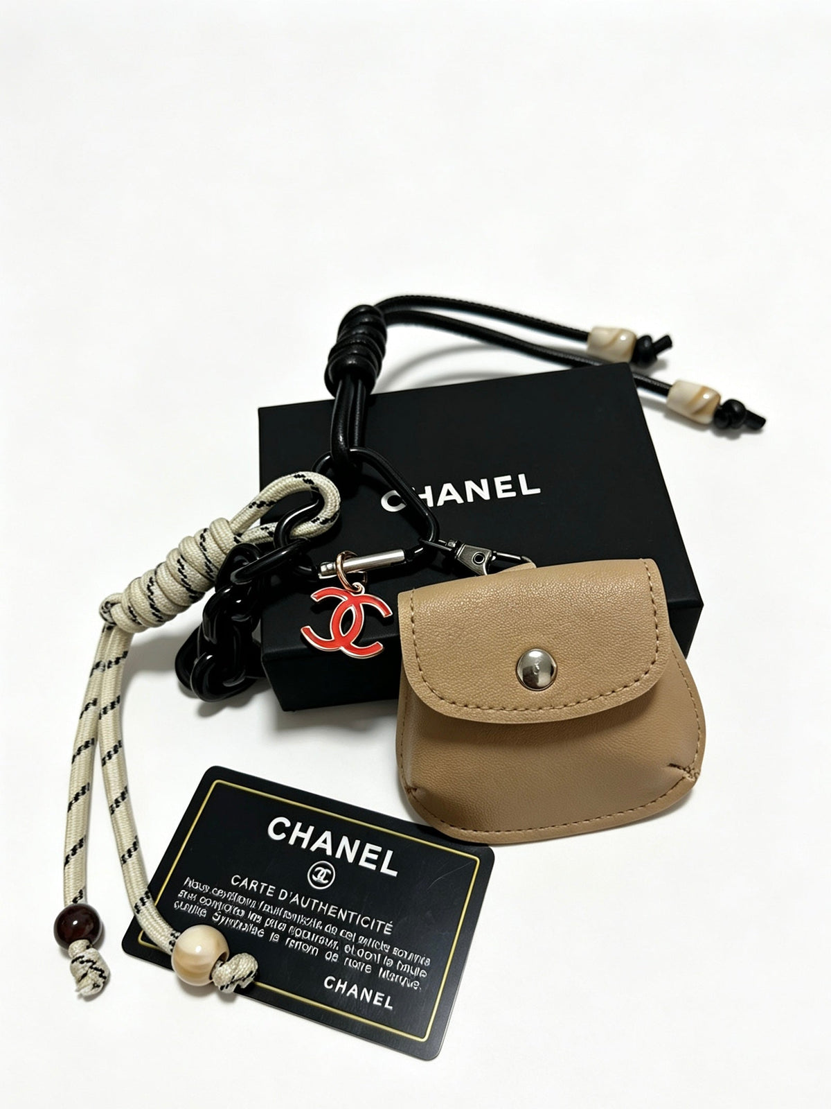 Chanel Mini Bag Charm With Chain And Braided Rope