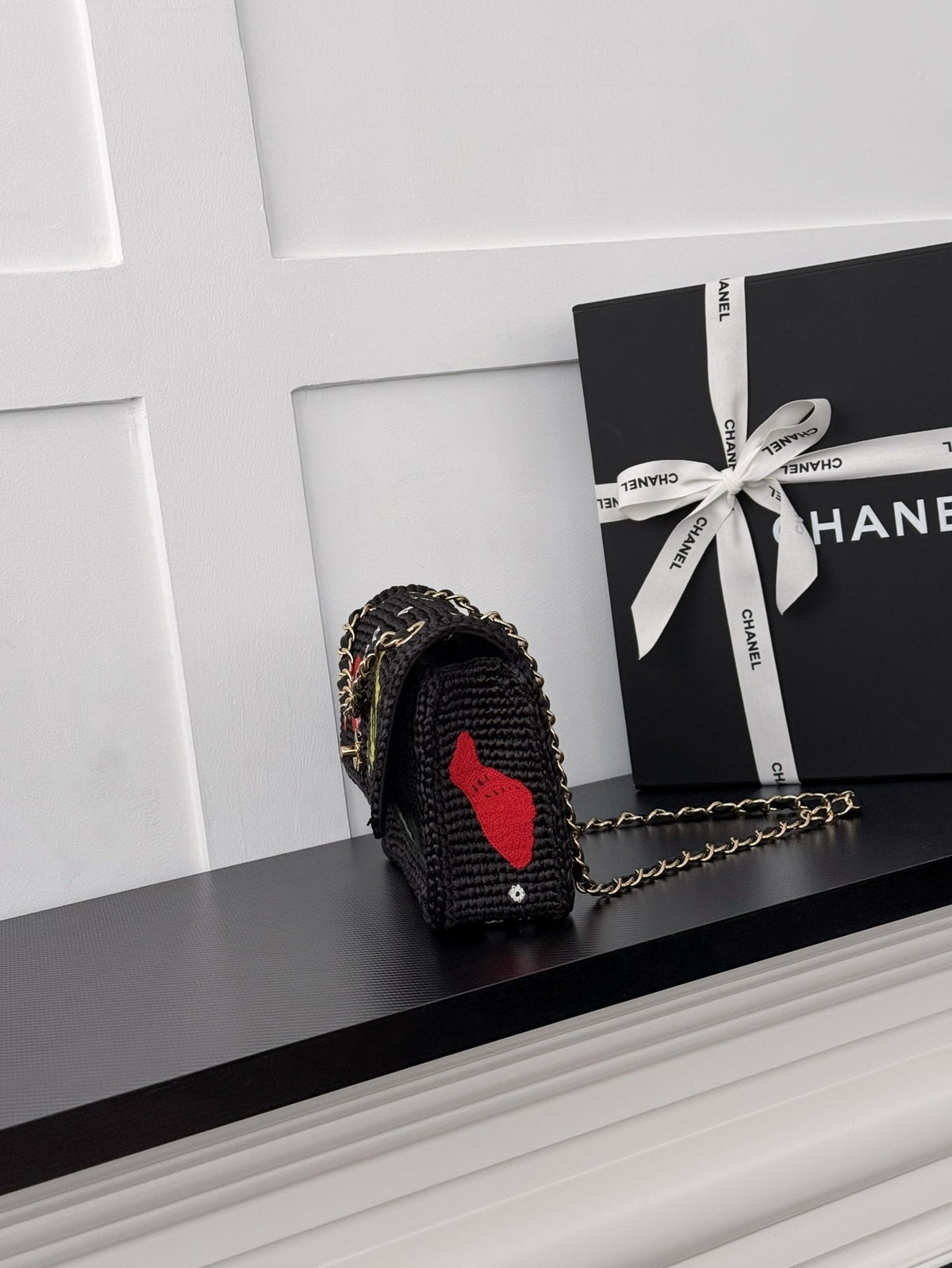Chanel 2026  Small Cruise Flap Bag 26cm Black Braided Raffia