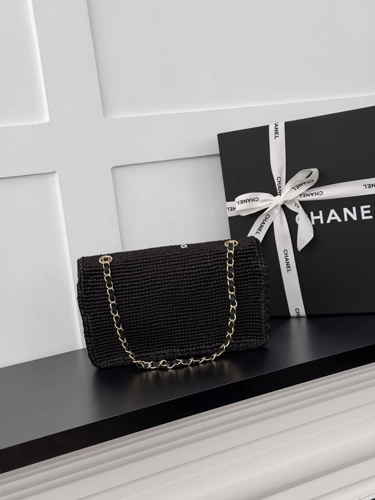 Chanel 2026  Small Cruise Flap Bag 26cm Black Braided Raffia