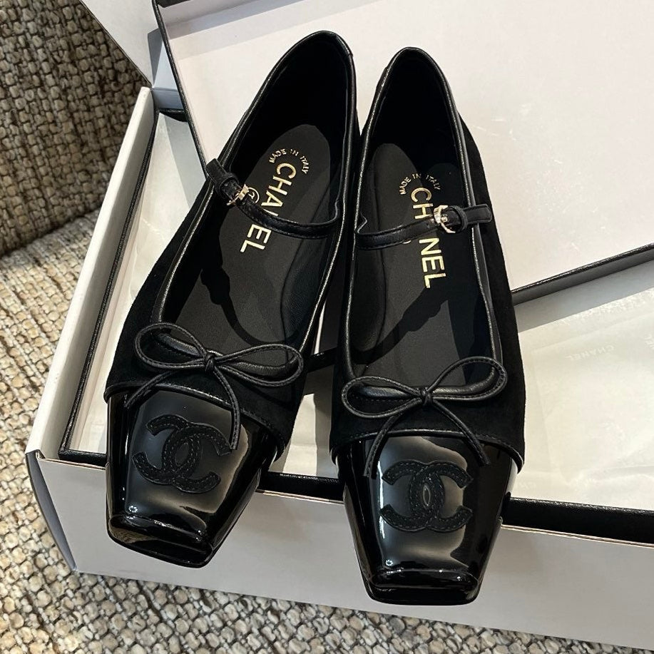 Chanel 2026 Square-Toe Ballet Flat Suede Leather 175456