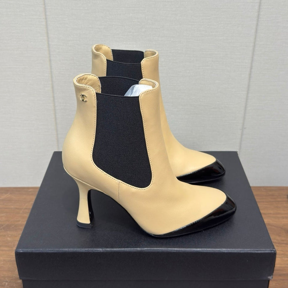 Chanel 2026 Two Tone Ankle Boots 85mm Leather 194819