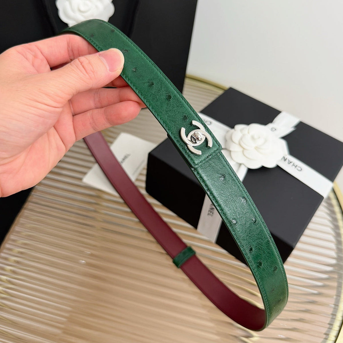 Chanel 2026 CC Logo Turn-Lock Belt 25mm Leather 219814