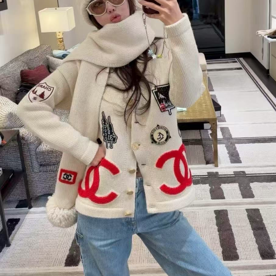 Chanel 2026 Cardigan White Mix Colors Wool