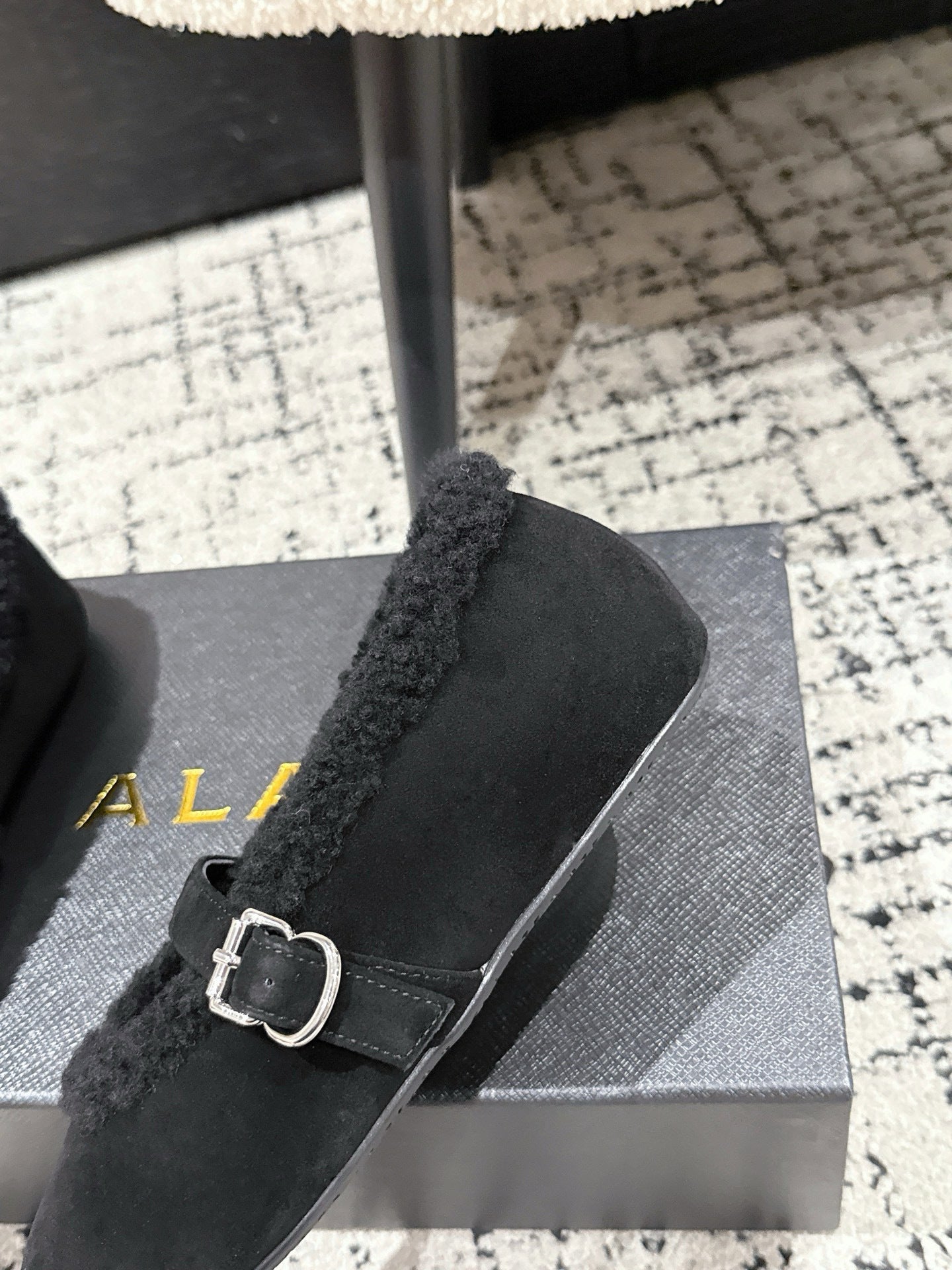 Alaia 2025 Ballet Flat Black Suede Wool 558651