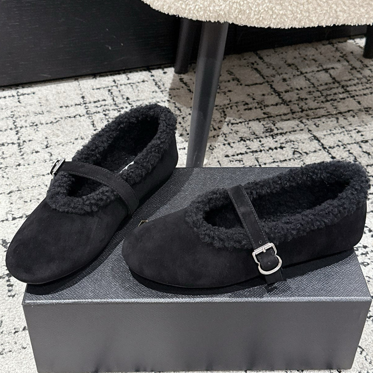 Alaia 2025 Ballet Flat Black Suede Wool 558651