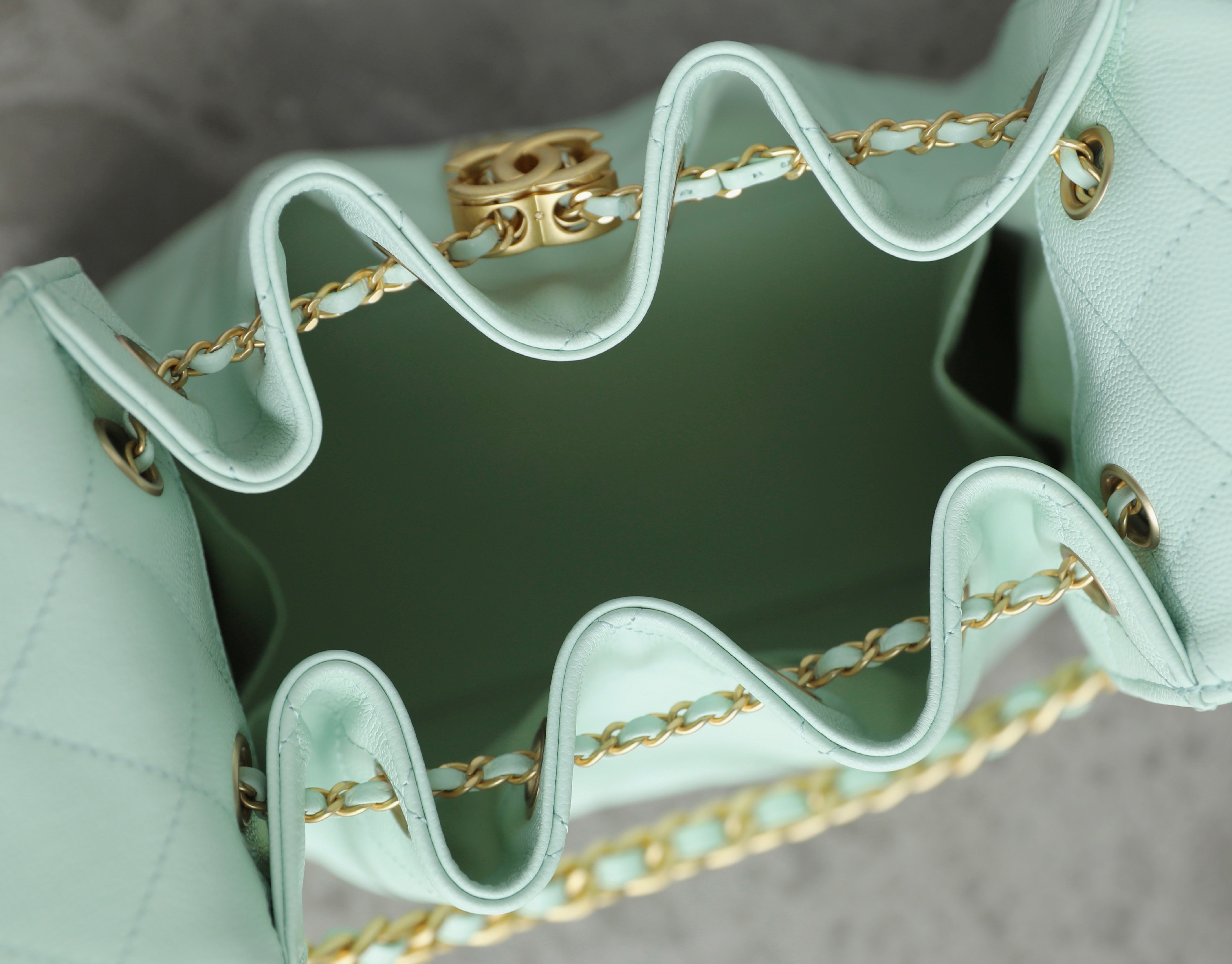 Chanel 2025 Hobo Bag 30cm Light Green Caviar Leather 338737