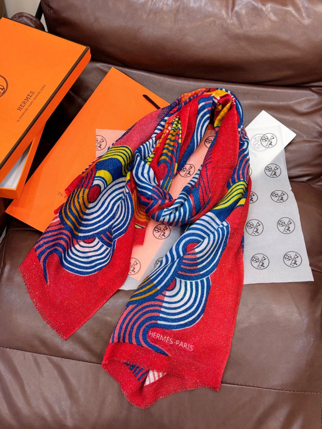 HM 25s Scarf 140cm Red Orange Cashmere 976205