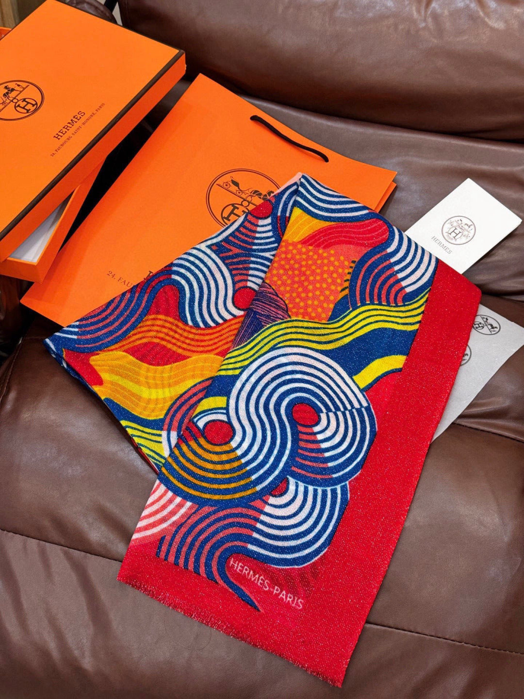 HM 25s Scarf 140cm Red Orange Cashmere 976205