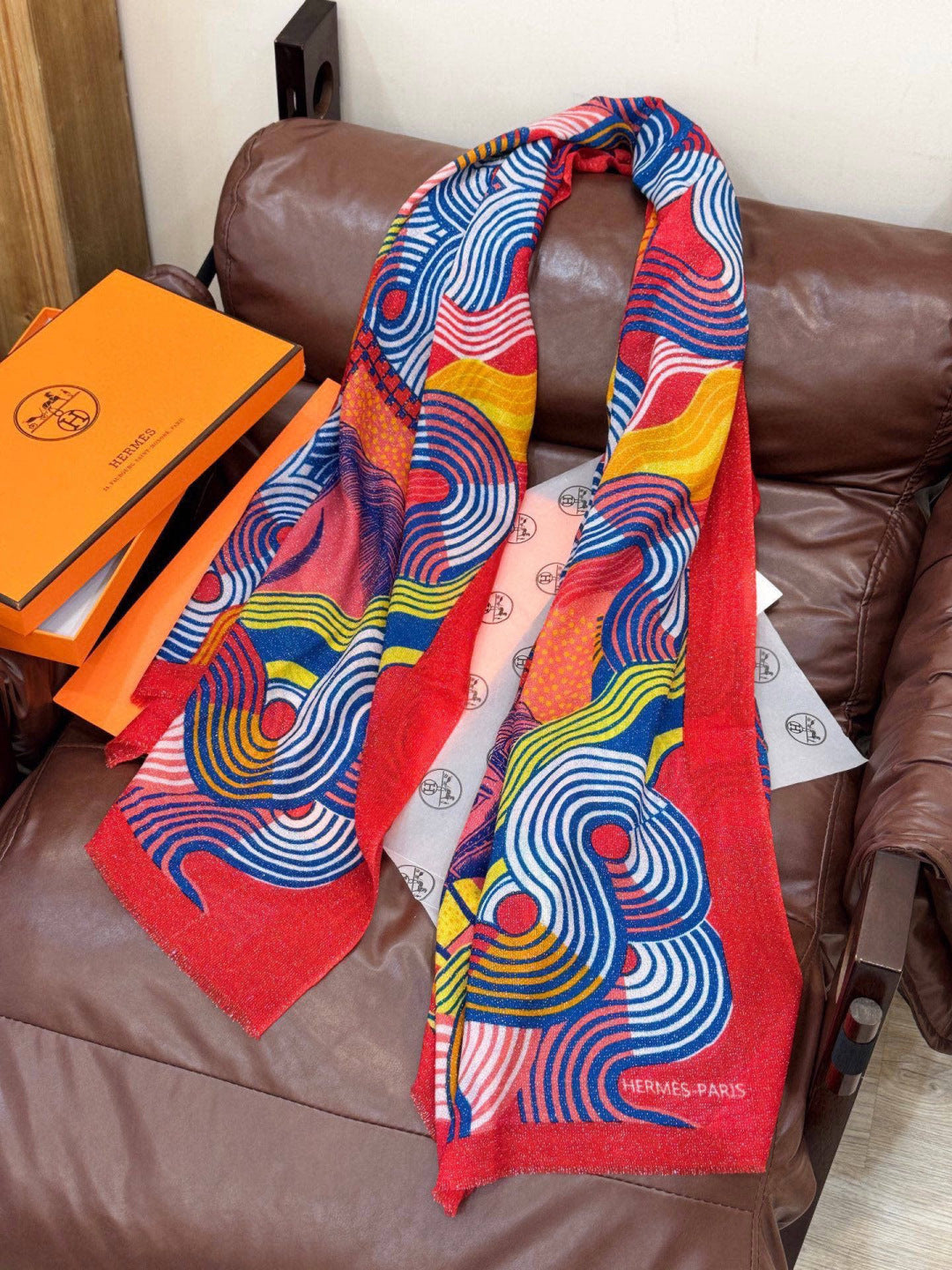 HM 25s Scarf 140cm Red Orange Cashmere 976205