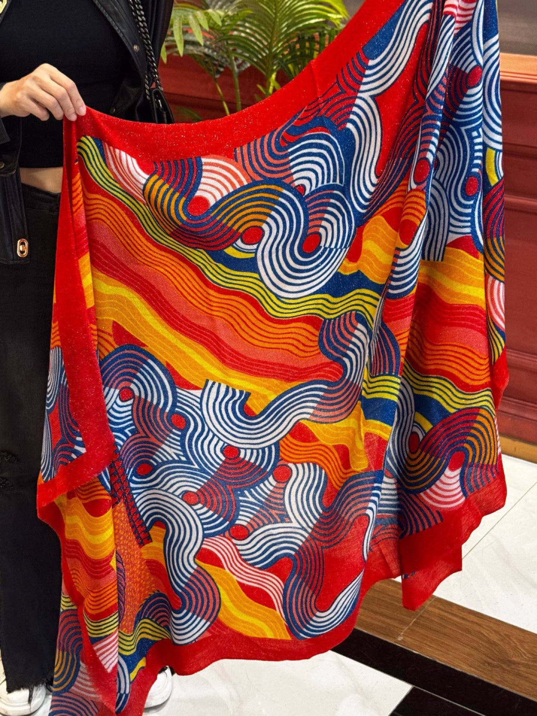 HM 25s Scarf 140cm Red Orange Cashmere 976205