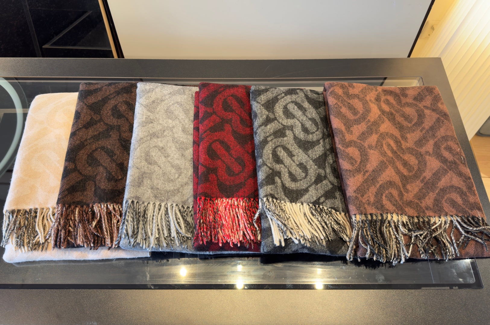 BBR Long Scarf 200CM Brown Black Cashmere 293420