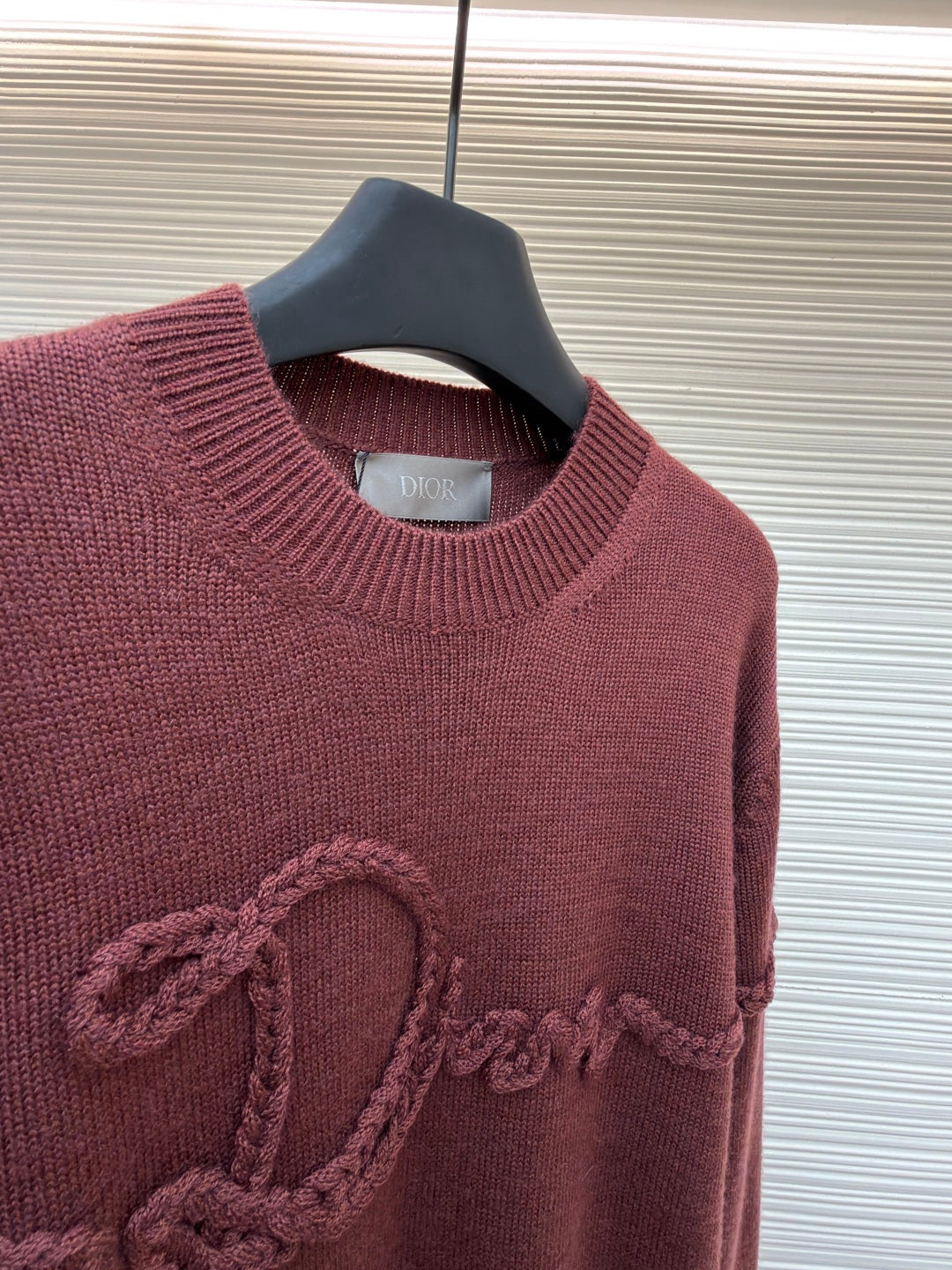 Dior 2025 Ribbon Knit Sweater Burgundy Wool 746473